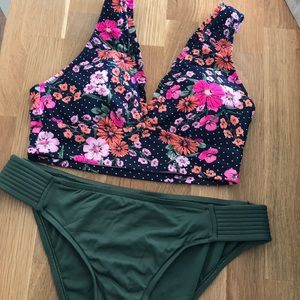 Floral bikini top and matching bottoms